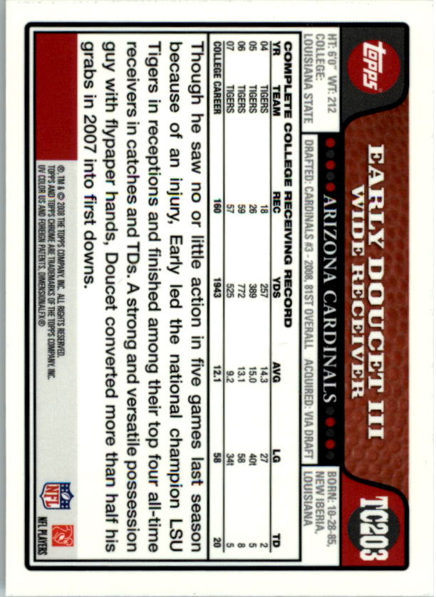 2008 Topps Chrome Football Teil 2 Main Set Rookie Karten #TC167 bis #TC275 - Bild 74 von 218