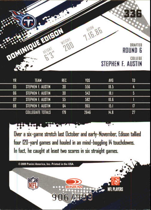 2009 Score Inscriptions Football Part 1 - Picture 451 of 477