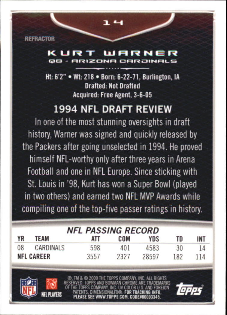 2009 Bowman Chrome Football Part 2 Parallel Refractors Cards - Picture 55 of 217