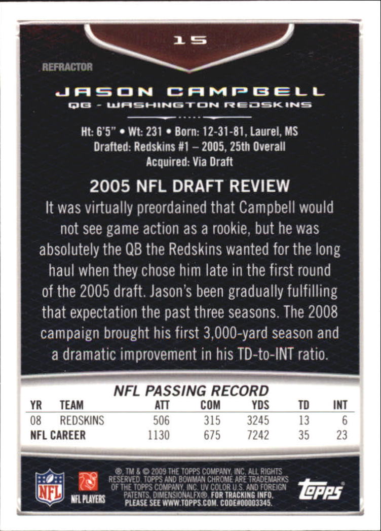 2009 Bowman Chrome Football Part 2 Parallel Refractors Cards - Picture 57 of 217