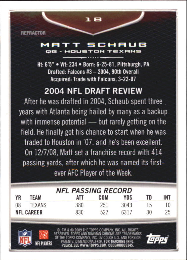 2009 Bowman Chrome Football Part 2 Parallel Refractors Cards - Picture 59 of 217