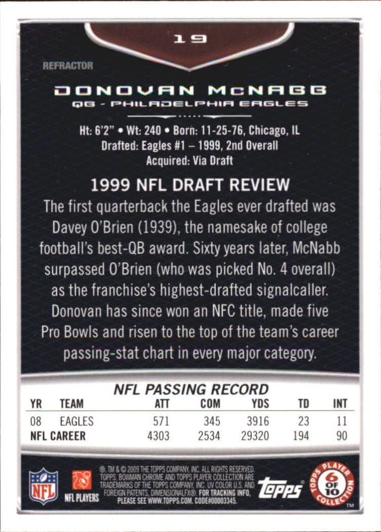 2009 Bowman Chrome Football Part 2 Parallel Refractors Cards - Picture 61 of 217