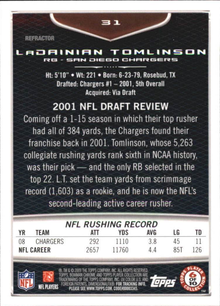 2009 Bowman Chrome Football Part 2 Parallel Refractors Cards - Picture 71 of 217