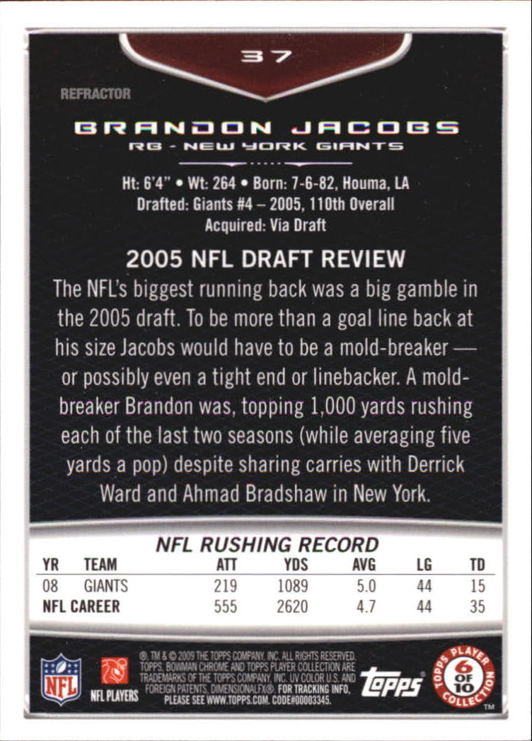 2009 Bowman Chrome Football Part 2 Parallel Refractors Cards - Picture 75 of 217