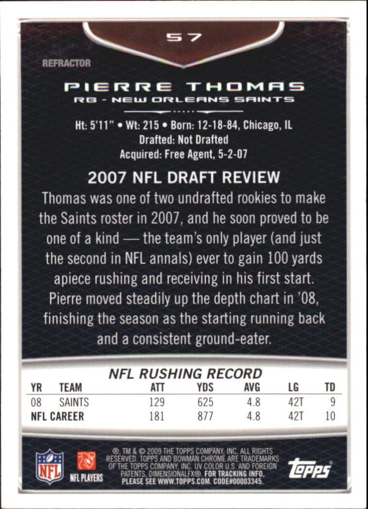 2009 Bowman Chrome Football Part 2 Parallel Refractors Cards - Picture 91 of 217