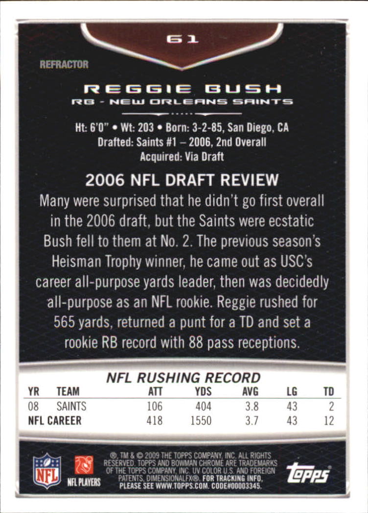 2009 Bowman Chrome Football Part 2 Parallel Refractors Cards - Picture 93 of 217