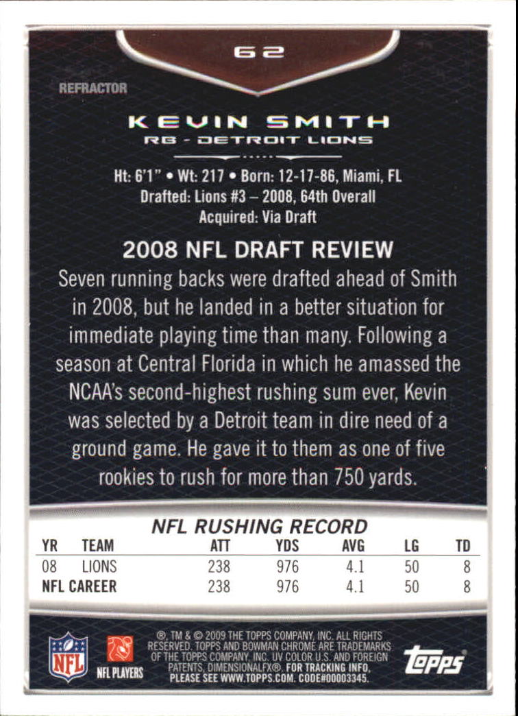 2009 Bowman Chrome Football Part 2 Parallel Refractors Cards - Picture 95 of 217