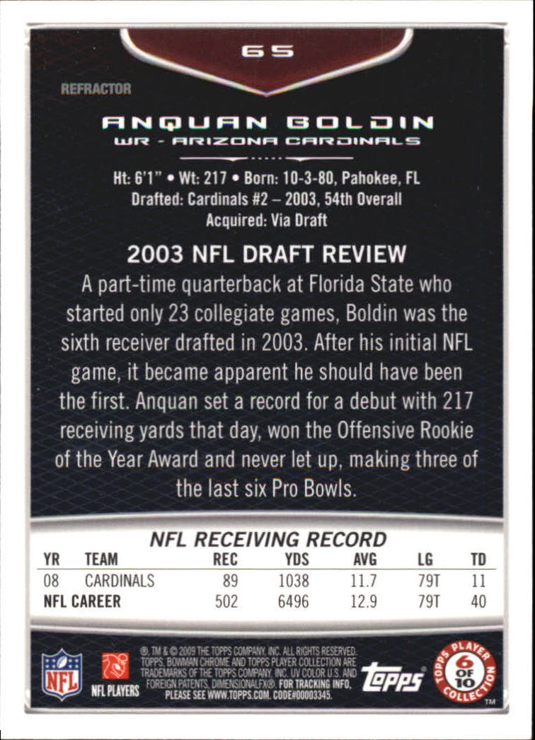 2009 Bowman Chrome Football Part 2 Parallel Refractors Cards - Picture 97 of 217