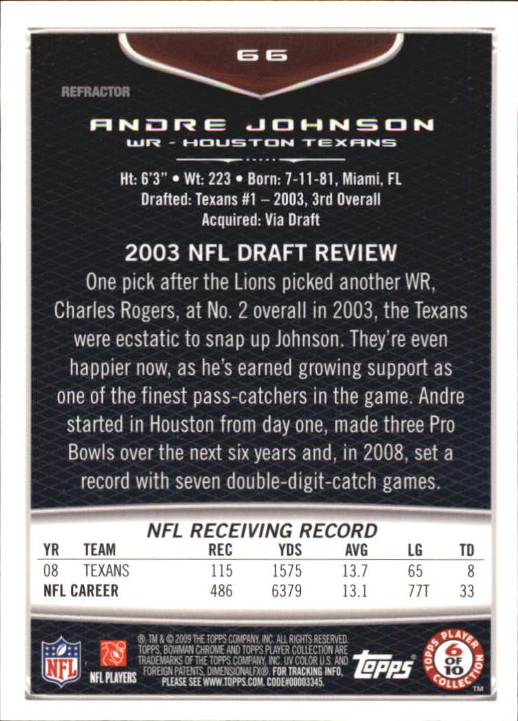 2009 Bowman Chrome Football Part 2 Parallel Refractors Cards - Picture 99 of 217