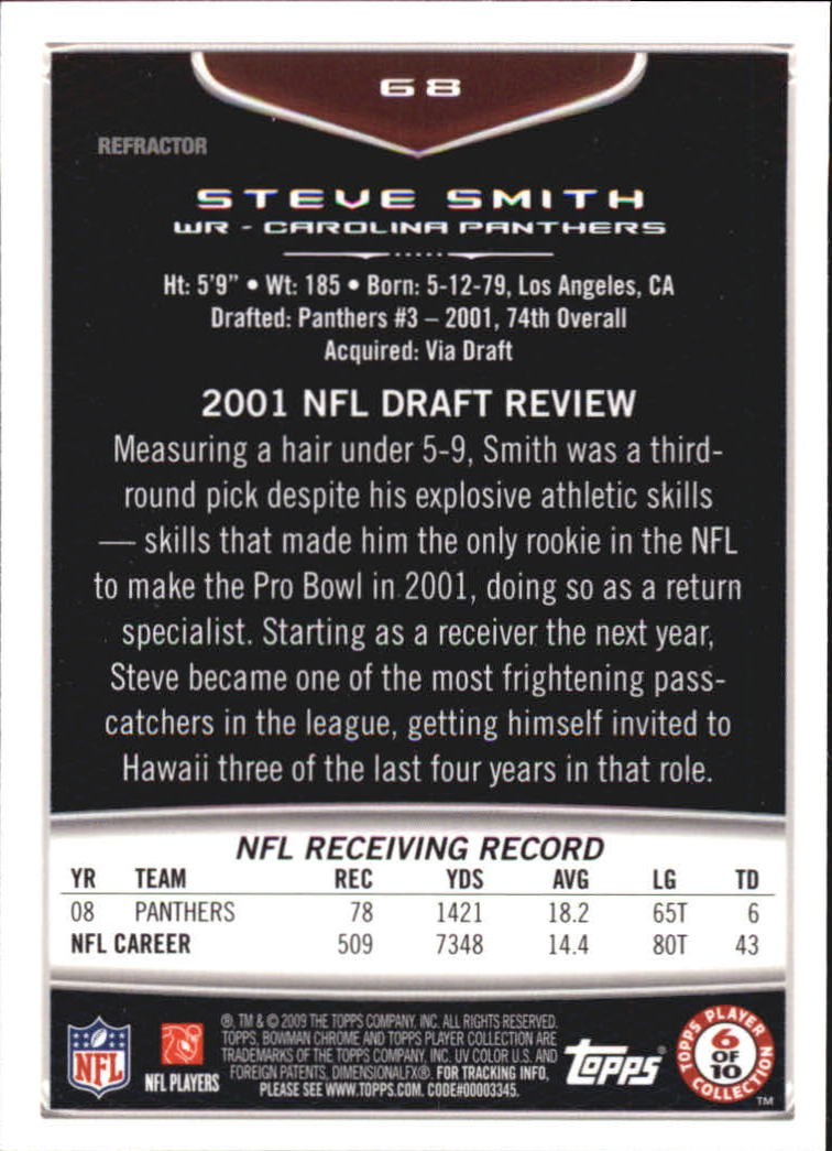 2009 Bowman Chrome Football Part 2 Parallel Refractors Cards - Picture 103 of 217