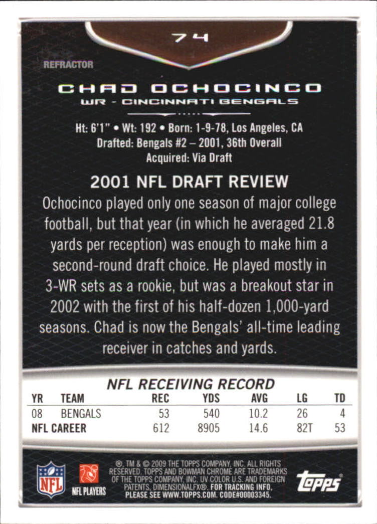 2009 Bowman Chrome Football Part 2 Parallel Refractors Cards - Picture 107 of 217