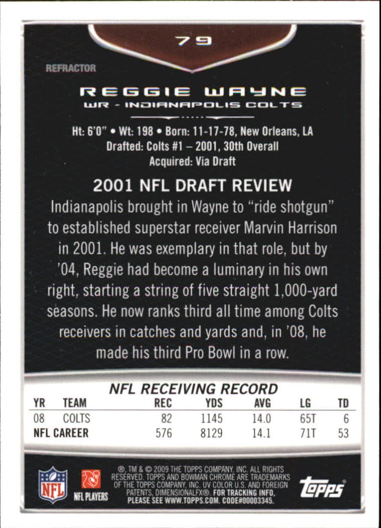 2009 Bowman Chrome Football Part 2 Parallel Refractors Cards - Picture 109 of 217