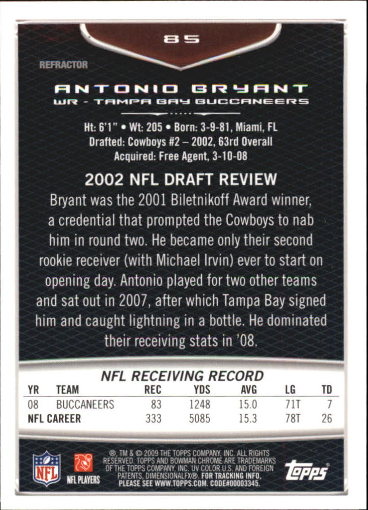 2009 Bowman Chrome Football Part 2 Parallel Refractors Cards - Picture 115 of 217