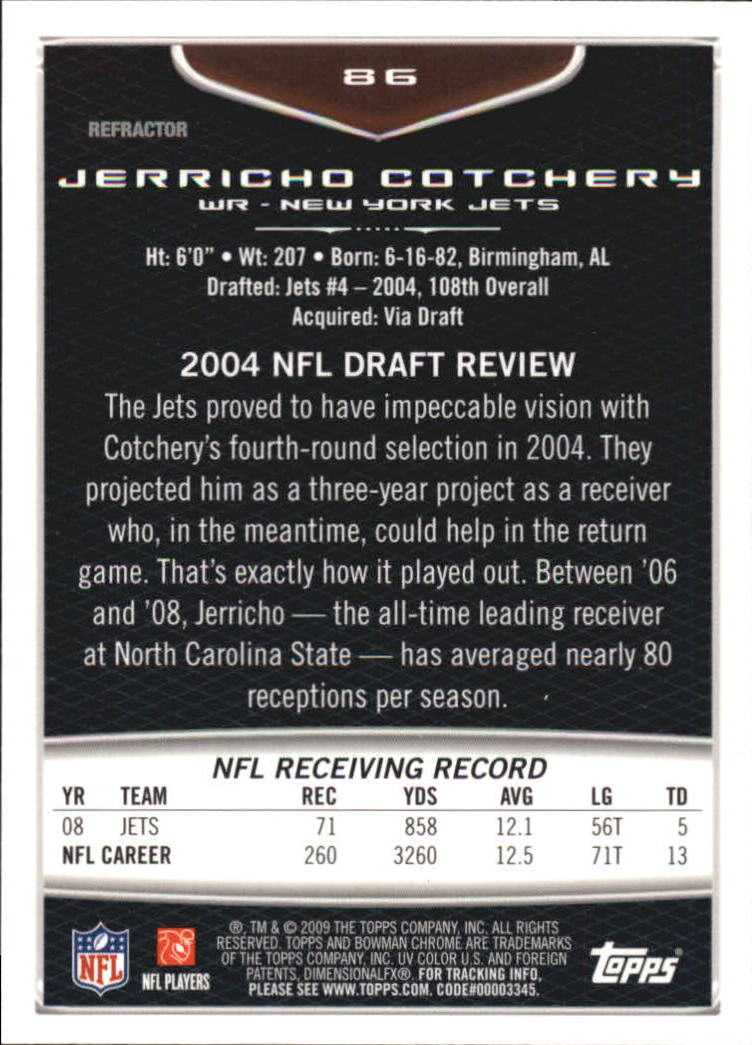 2009 Bowman Chrome Football Part 2 Parallel Refractors Cards - Picture 117 of 217