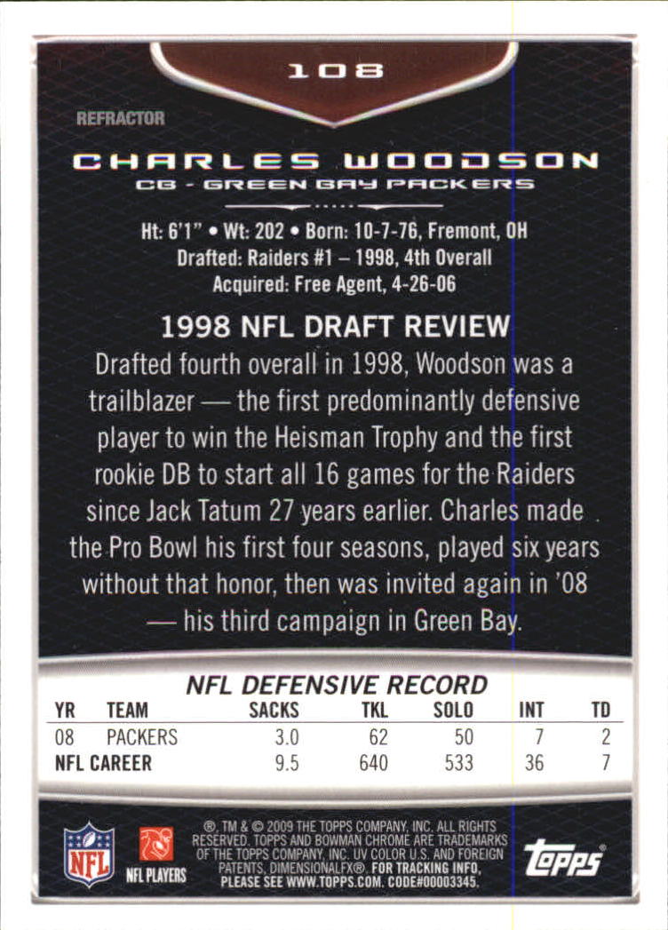 2009 Bowman Chrome Football Part 2 Parallel Refractors Cards - Picture 129 of 217