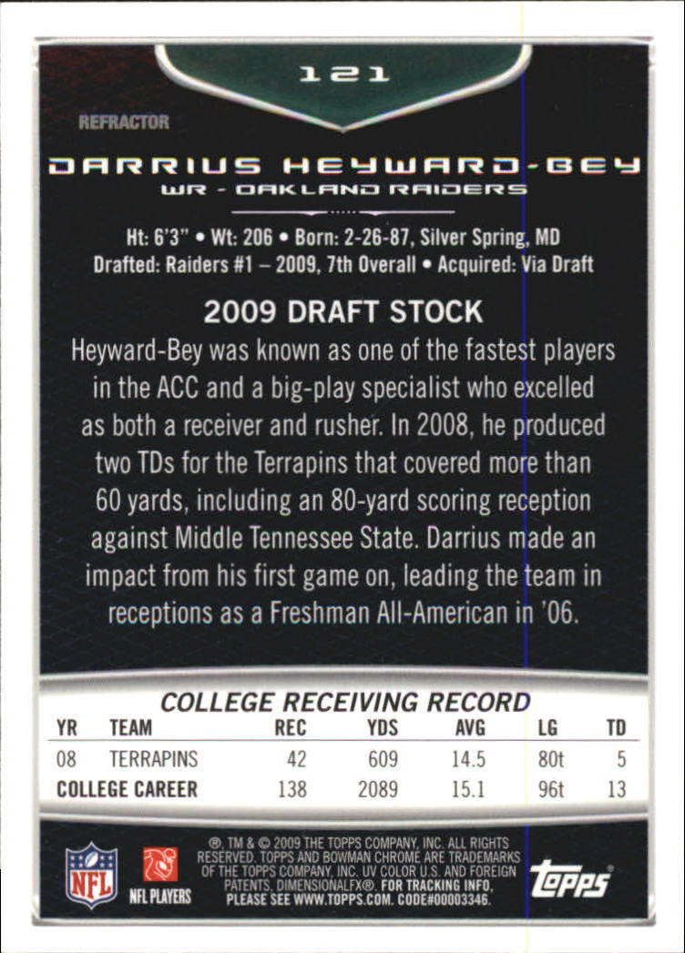 2009 Bowman Chrome Football Part 2 Parallel Refractors Cards - Picture 137 of 217