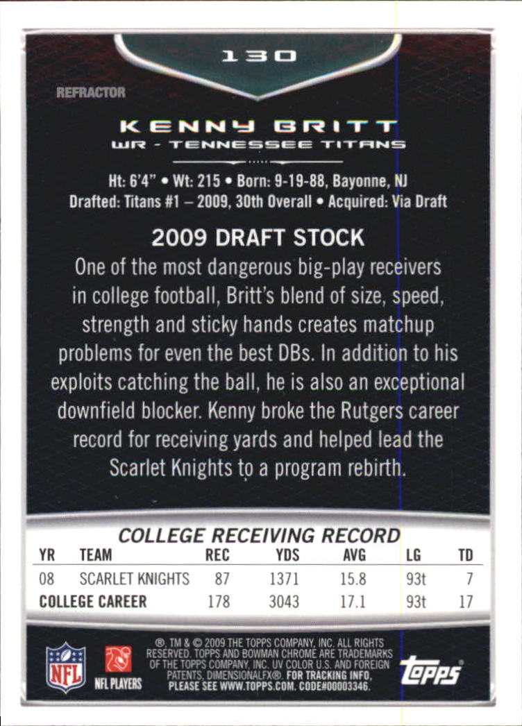 2009 Bowman Chrome Football Part 2 Parallel Refractors Cards - Picture 147 of 217