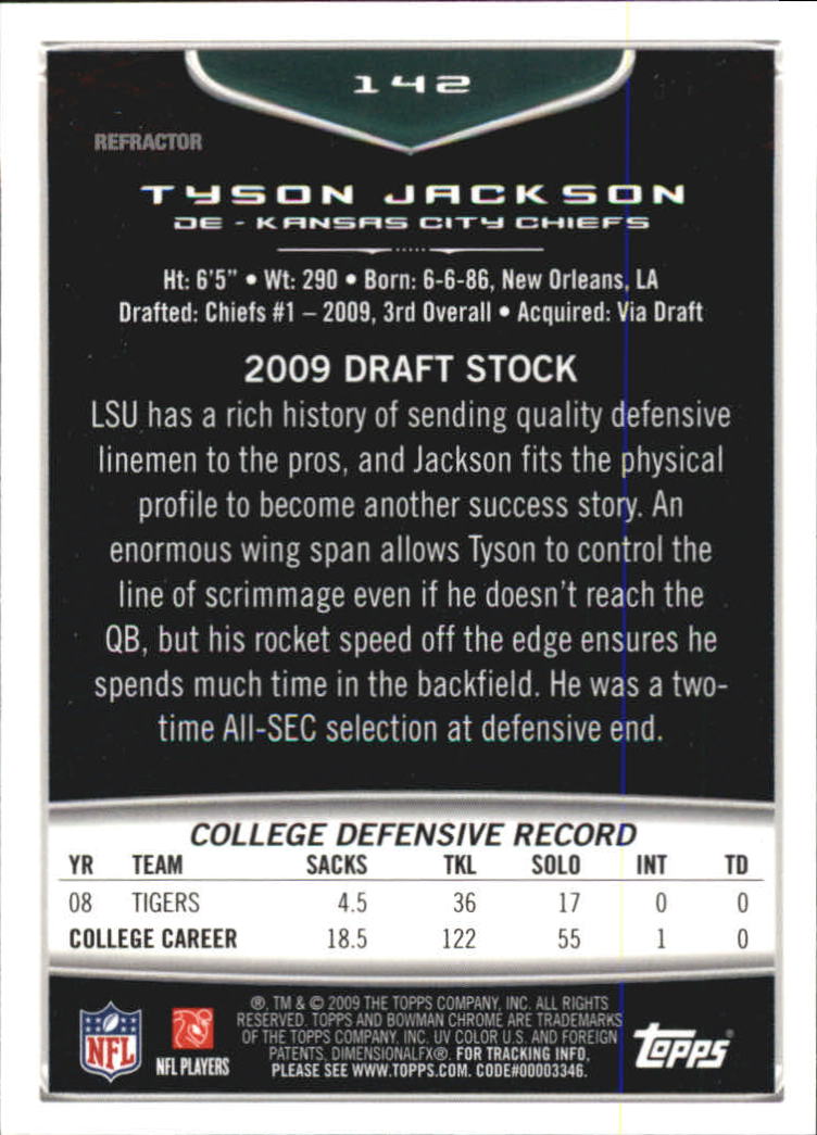 2009 Bowman Chrome Football Part 2 Parallel Refractors Cards - Picture 157 of 217