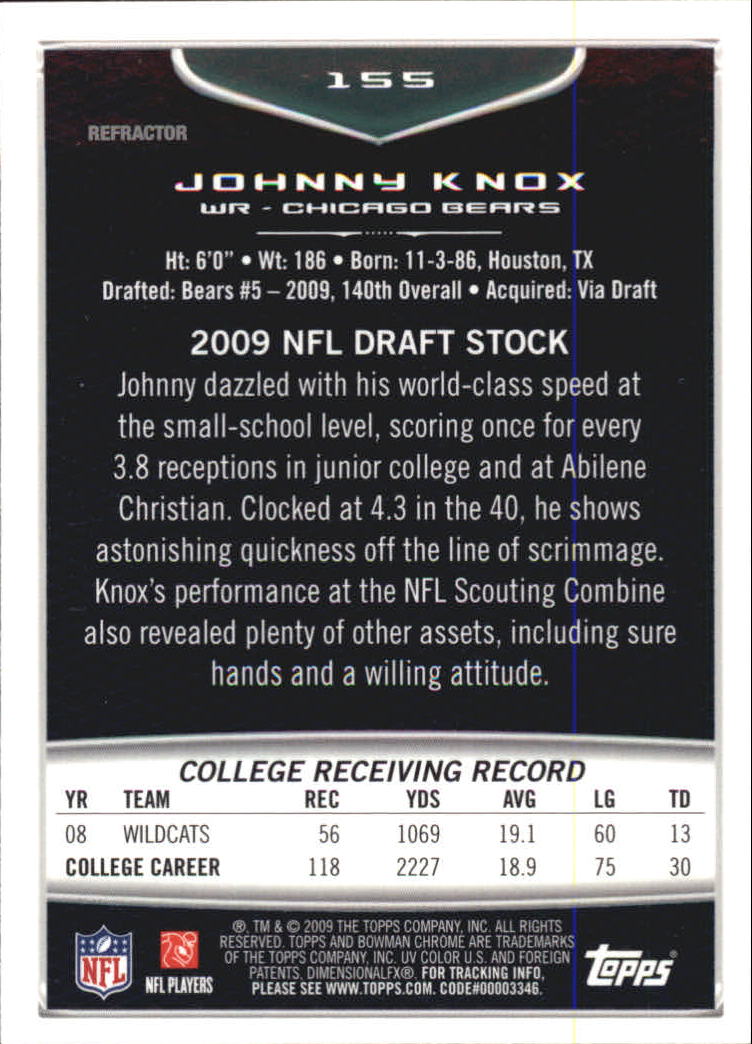 2009 Bowman Chrome Football Part 2 Parallel Refractors Cards - Picture 165 of 217