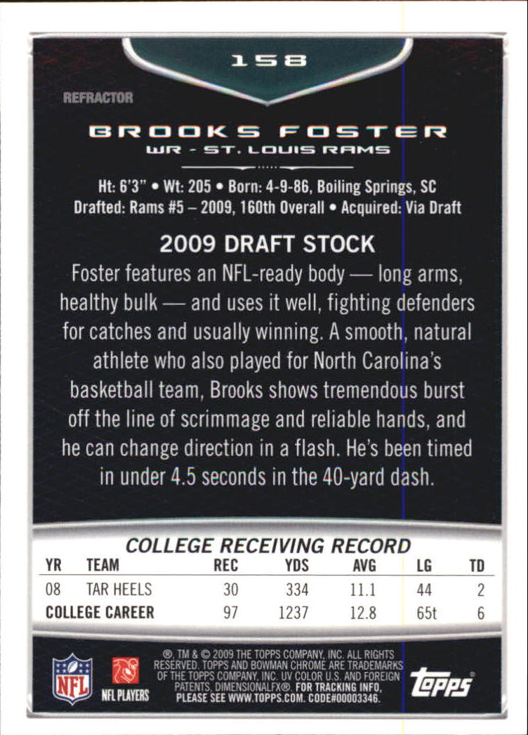 2009 Bowman Chrome Football Part 2 Parallel Refractors Cards - Picture 167 of 217