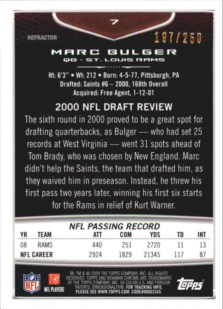 2009 Bowman Chrome Football Part 2 Parallel Refractors Cards - Picture 181 of 217