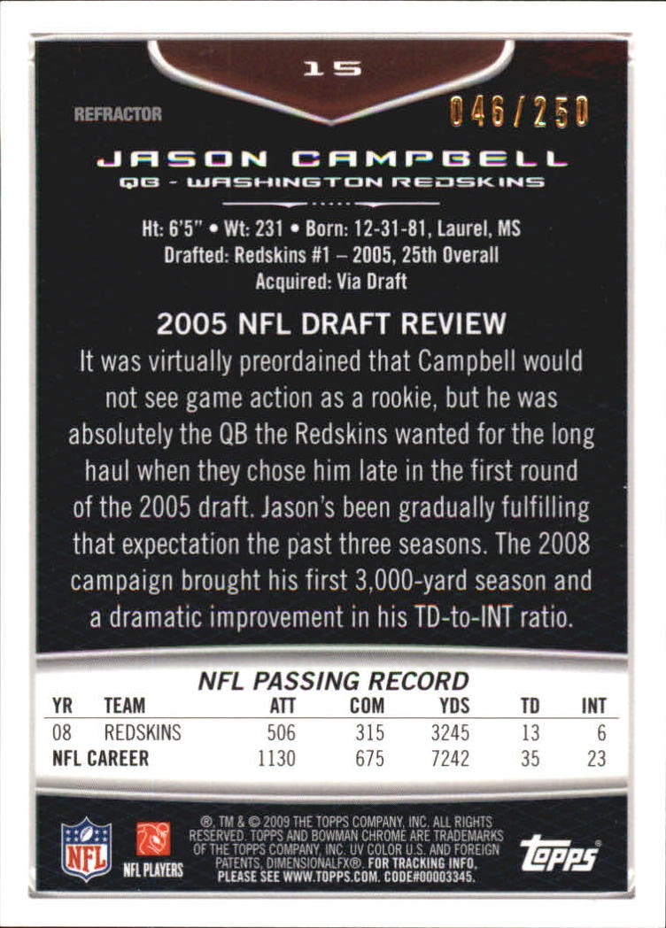 2009 Bowman Chrome Football Part 2 Parallel Refractors Cards - Picture 183 of 217