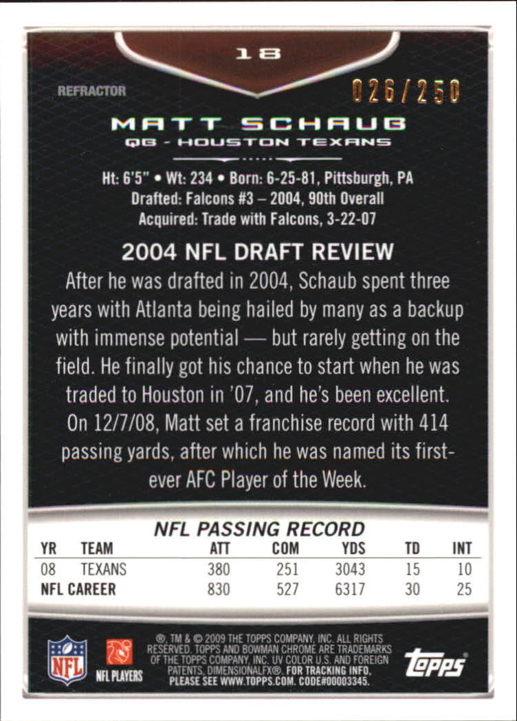 2009 Bowman Chrome Football Part 2 Parallel Refractors Cards - Picture 185 of 217