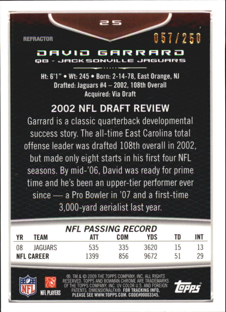 2009 Bowman Chrome Football Part 2 Parallel Refractors Cards - Picture 189 of 217