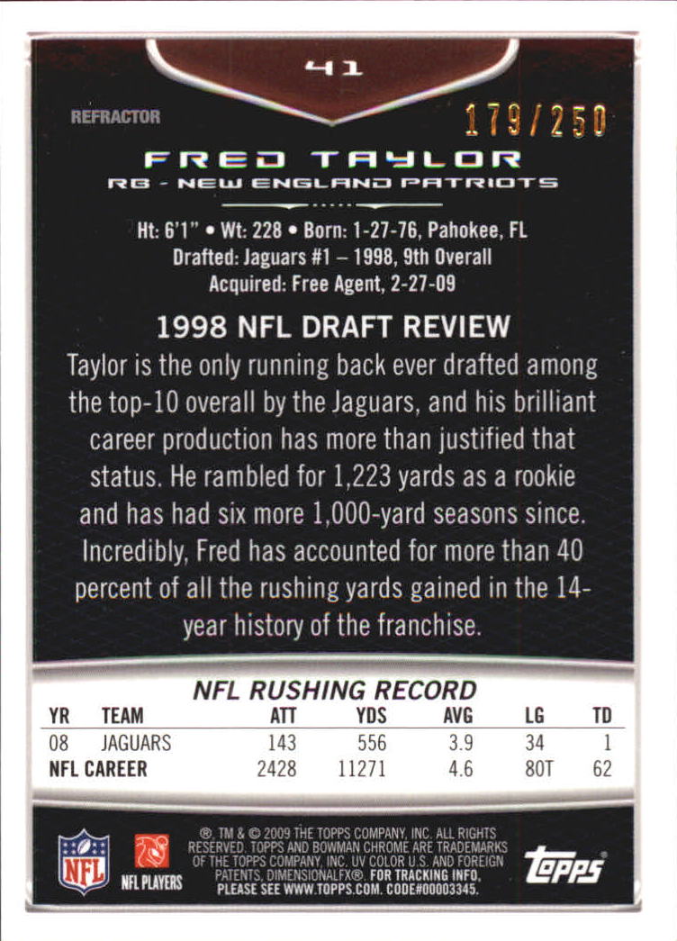 2009 Bowman Chrome Football Part 2 Parallel Refractors Cards - Picture 193 of 217