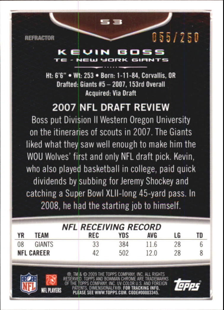 2009 Bowman Chrome Football Part 2 Parallel Refractors Cards - Picture 195 of 217