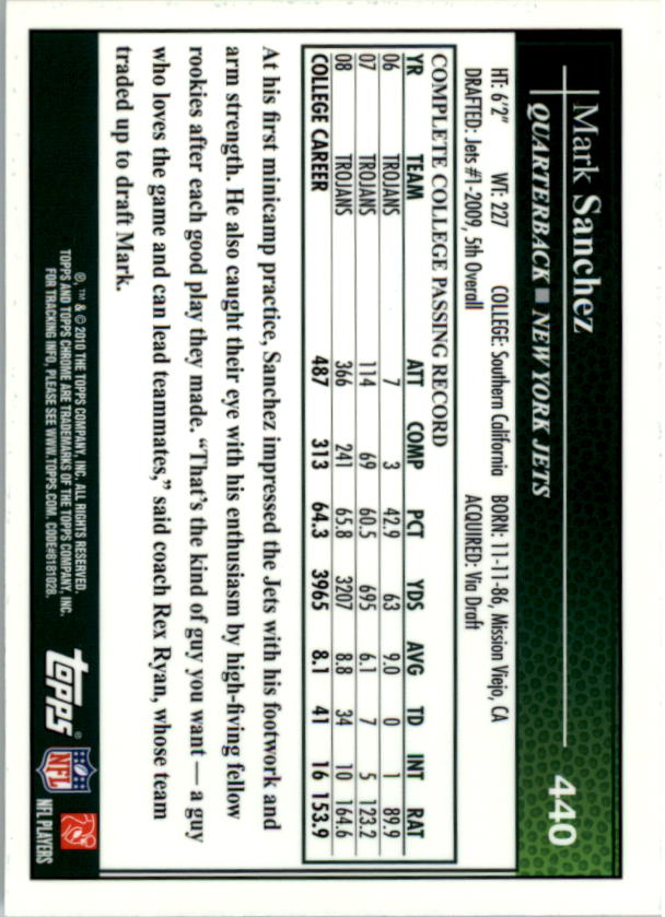 2010 Topps Chrome Football Part 3 Insert and Rookie Autograph Cards - Picture 29 of 81