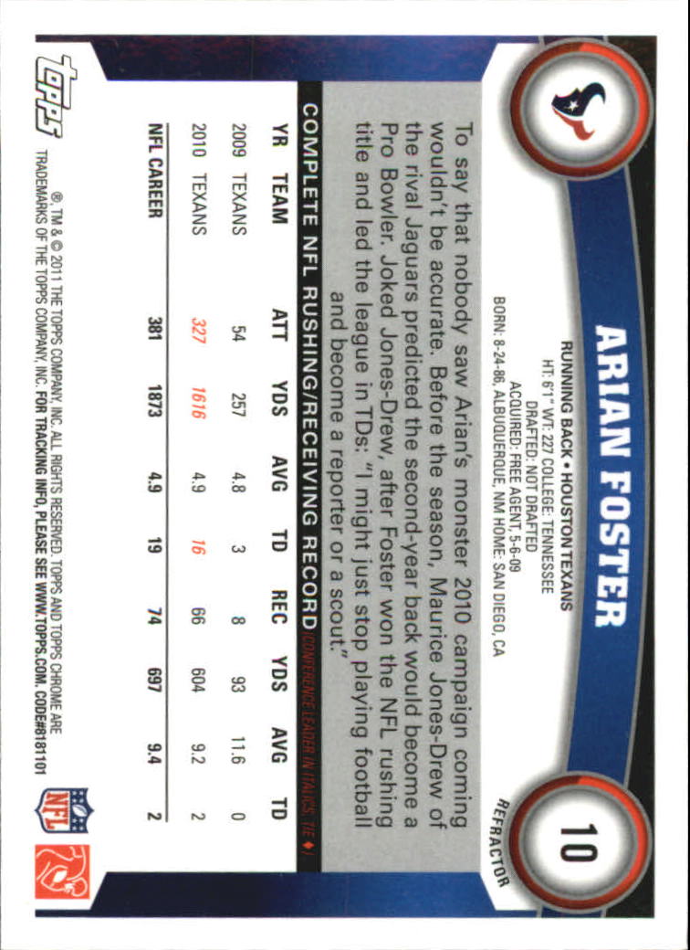 2011 Topps Chrome Football Part 2 Parallel Refractors Cards - Picture 53 of 177