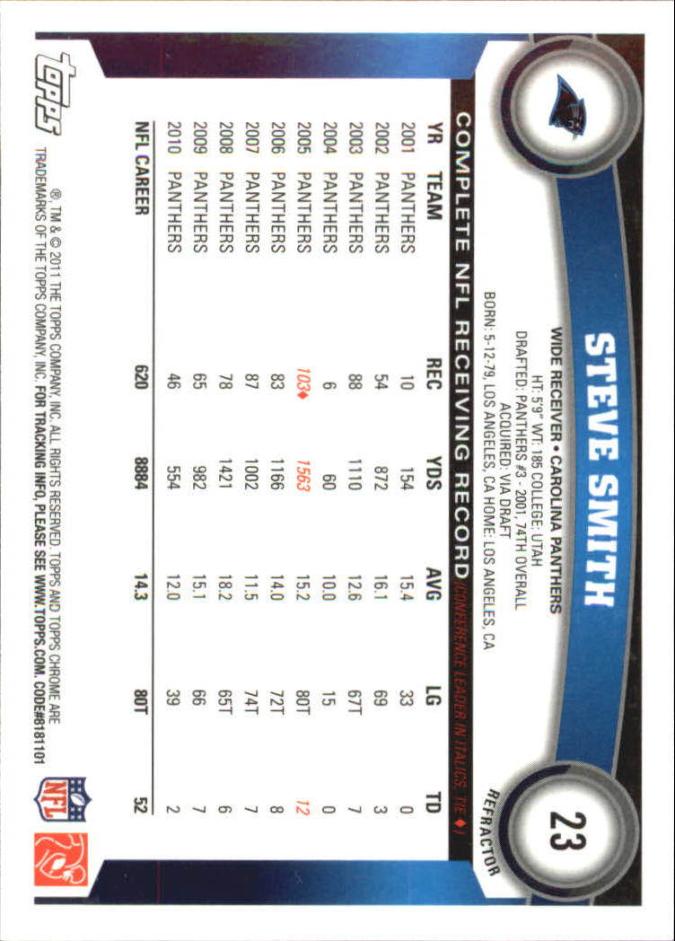 2011 Topps Chrome Football Part 2 Parallel Refractors Cards - Picture 59 of 177