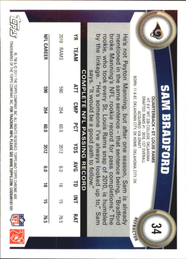2011 Topps Chrome Football Part 2 Parallel Refractors Cards - Picture 61 of 177