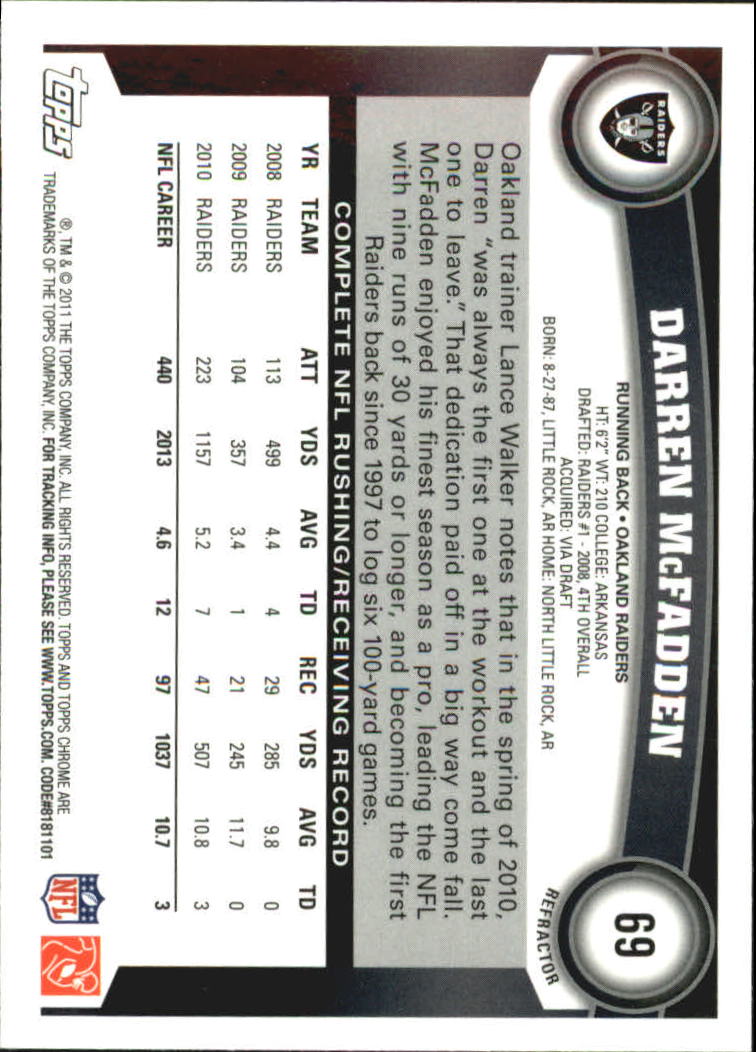 2011 Topps Chrome Football Part 2 Parallel Refractors Cards - Picture 73 of 177