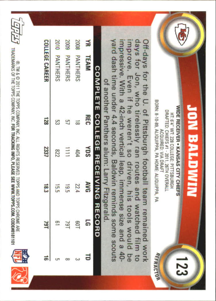 2011 Topps Chrome Football Part 2 Parallel Refractors Cards - Picture 83 of 177