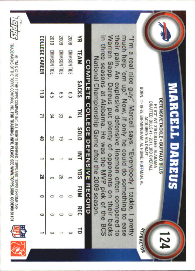 2011 Topps Chrome Football Part 2 Parallel Refractors Cards - Picture 85 of 177