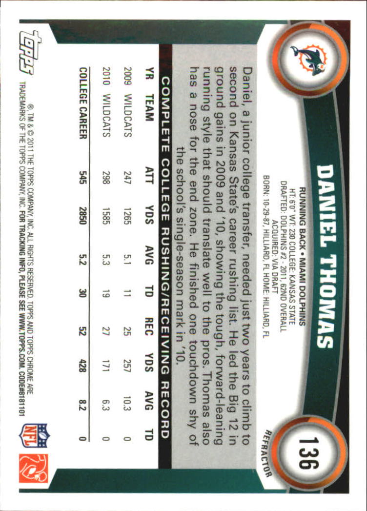 2011 Topps Chrome Football Part 2 Parallel Refractors Cards - Picture 91 of 177