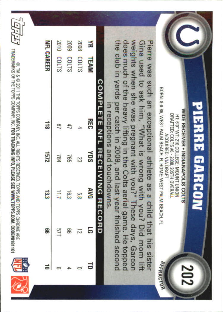 2011 Topps Chrome Football Part 2 Parallel Refractors Cards - Picture 99 of 177