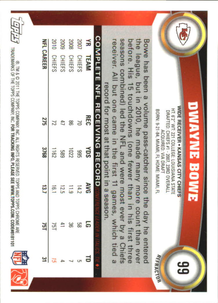 2011 Topps Chrome Football Part 2 Parallel Refractors Cards - Picture 15 of 177