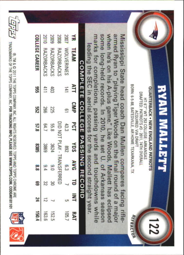 2011 Topps Chrome Football Part 2 Parallel Refractors Cards - Picture 19 of 177