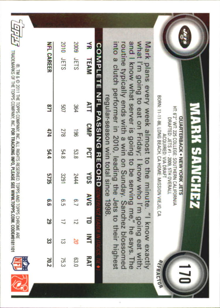 2011 Topps Chrome Football Part 2 Parallel Refractors Cards - Picture 29 of 177