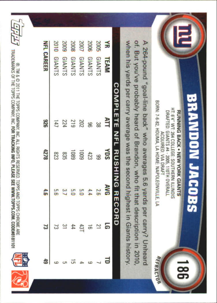 2011 Topps Chrome Football Part 2 Parallel Refractors Cards - Picture 31 of 177