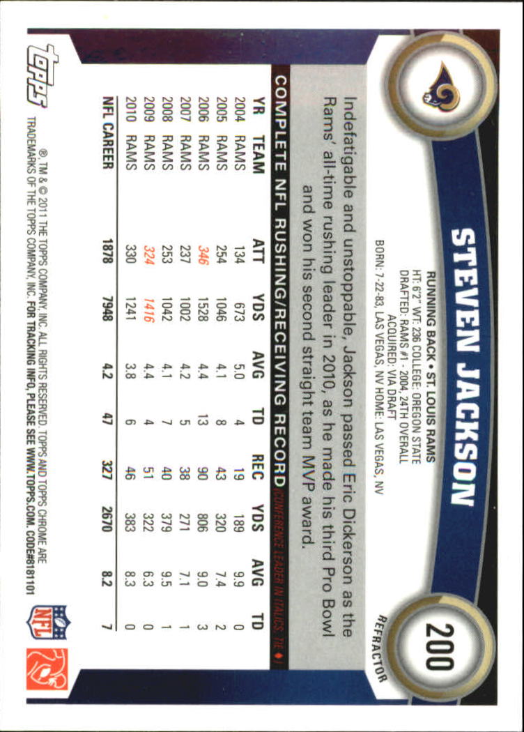 2011 Topps Chrome Football Part 2 Parallel Refractors Cards - Picture 35 of 177