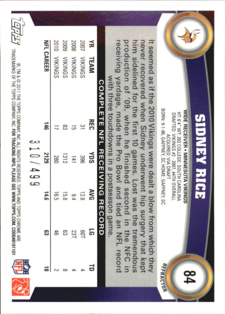 2011 Topps Chrome Football Part 2 Parallel Refractors Cards - Picture 37 of 177