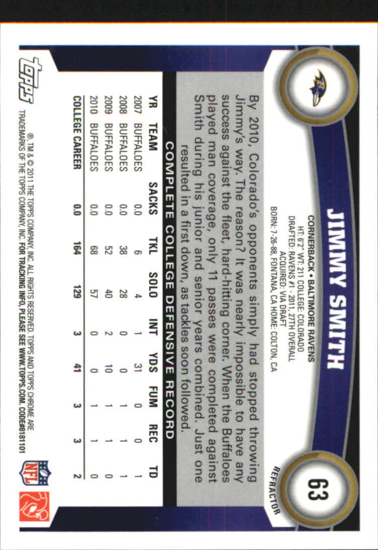 2011 Topps Chrome Football Part 2 Parallel Refractors Cards - Picture 119 of 177