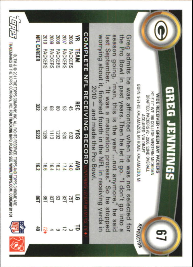 2011 Topps Chrome Football Part 2 Parallel Refractors Cards - Picture 121 of 177