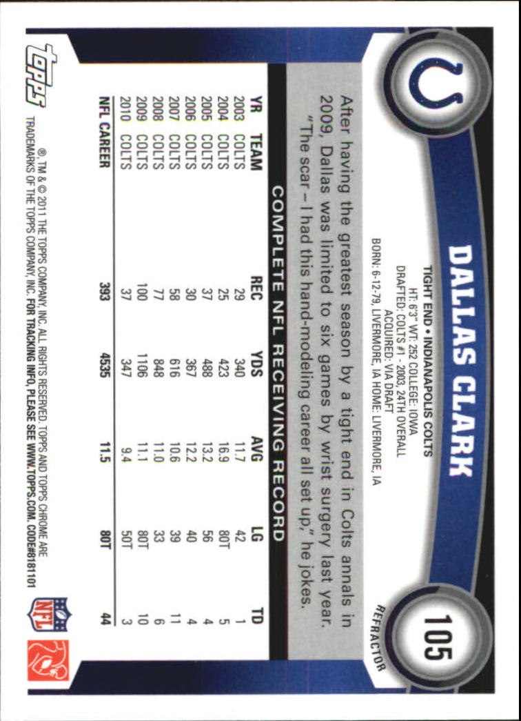 2011 Topps Chrome Football Part 2 Parallel Refractors Cards - Picture 133 of 177