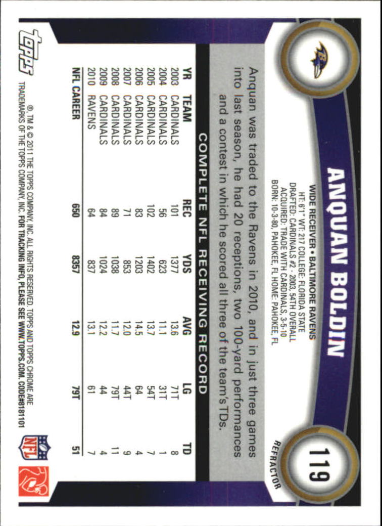 2011 Topps Chrome Football Part 2 Parallel Refractors Cards - Picture 139 of 177
