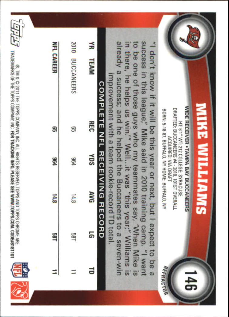 2011 Topps Chrome Football Part 2 Parallel Refractors Cards - Picture 153 of 177